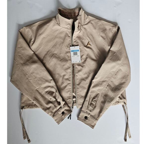 Jordan Air Collective  Cropped Jacket  Paris Twill Tan, NWT, NEW, Womens Sz M - Picture 1 of 14